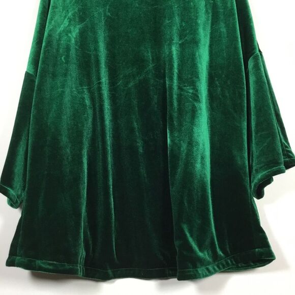 Dark forest green open front velvet jacket robe duster kimono witchy boho sz S - Picture 6 of 8